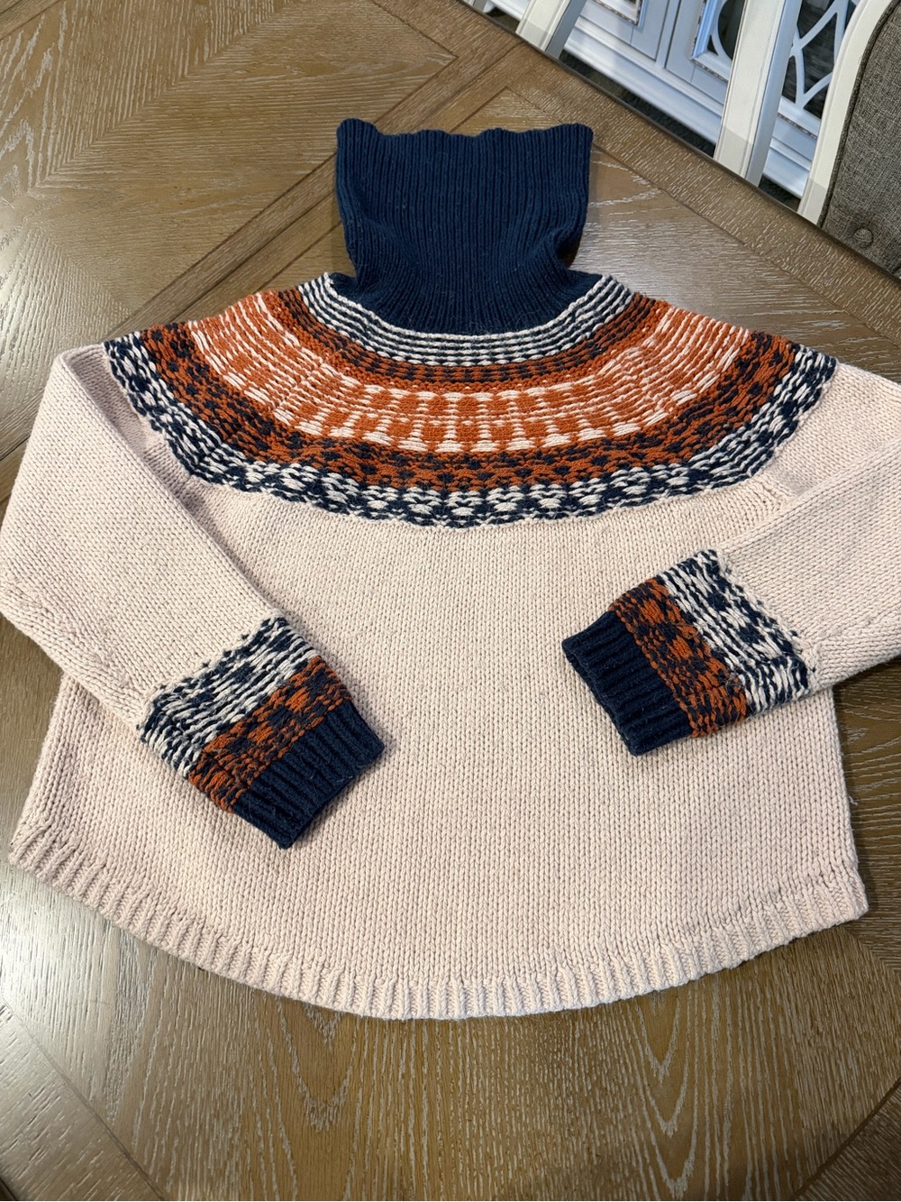 Madewell Navy Orange Fair Isle Turtleneck Sweater XL Autumn Fall